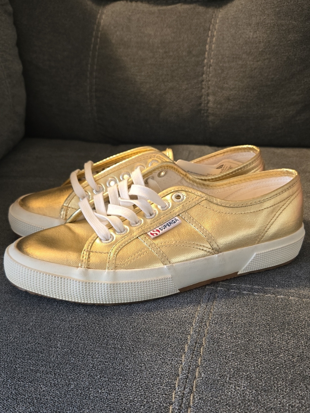 Superga Gold Metallic Low-Top Sneakers